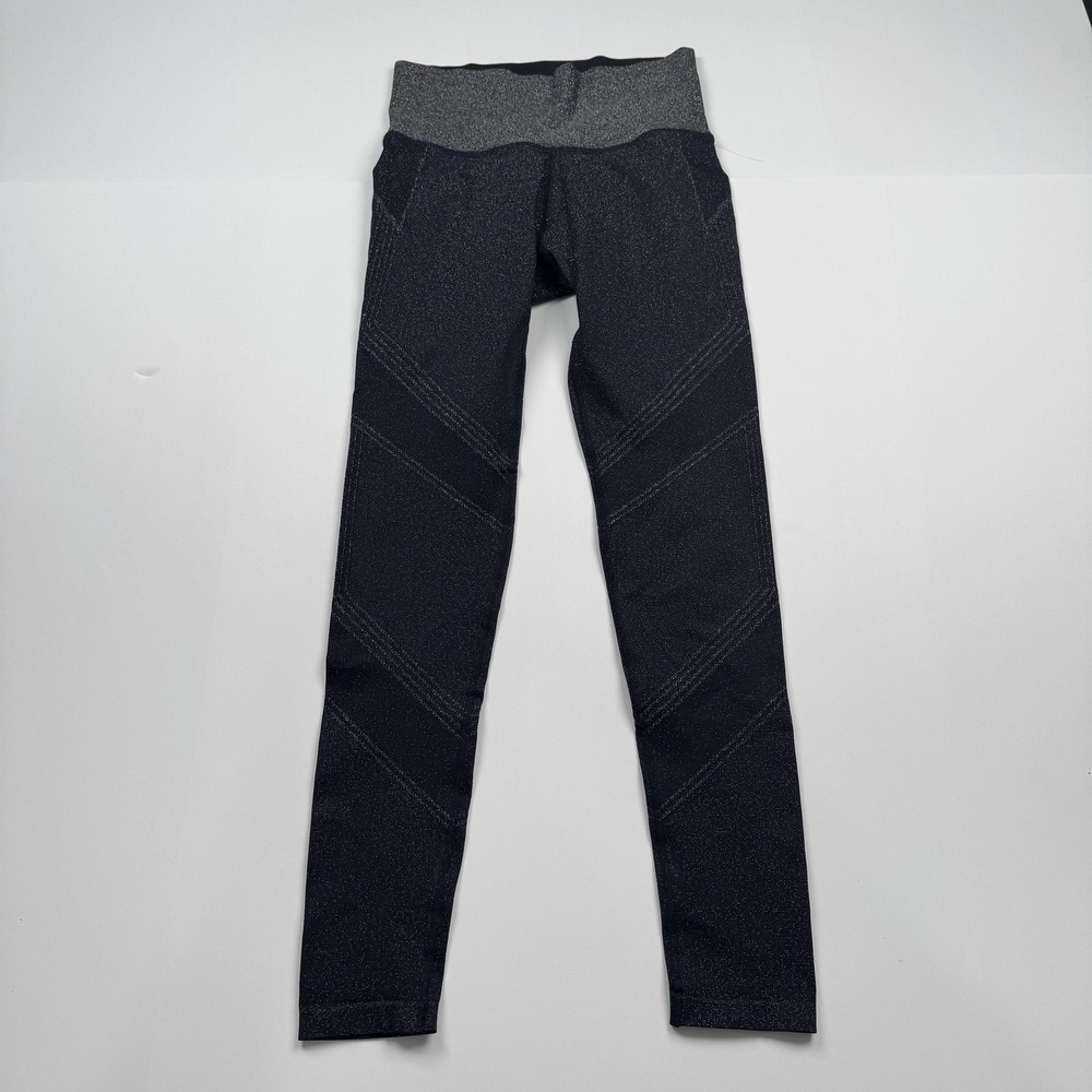 Athleta Twilight Tight Leggings Womens Medium Black Gray High Waist Reflective